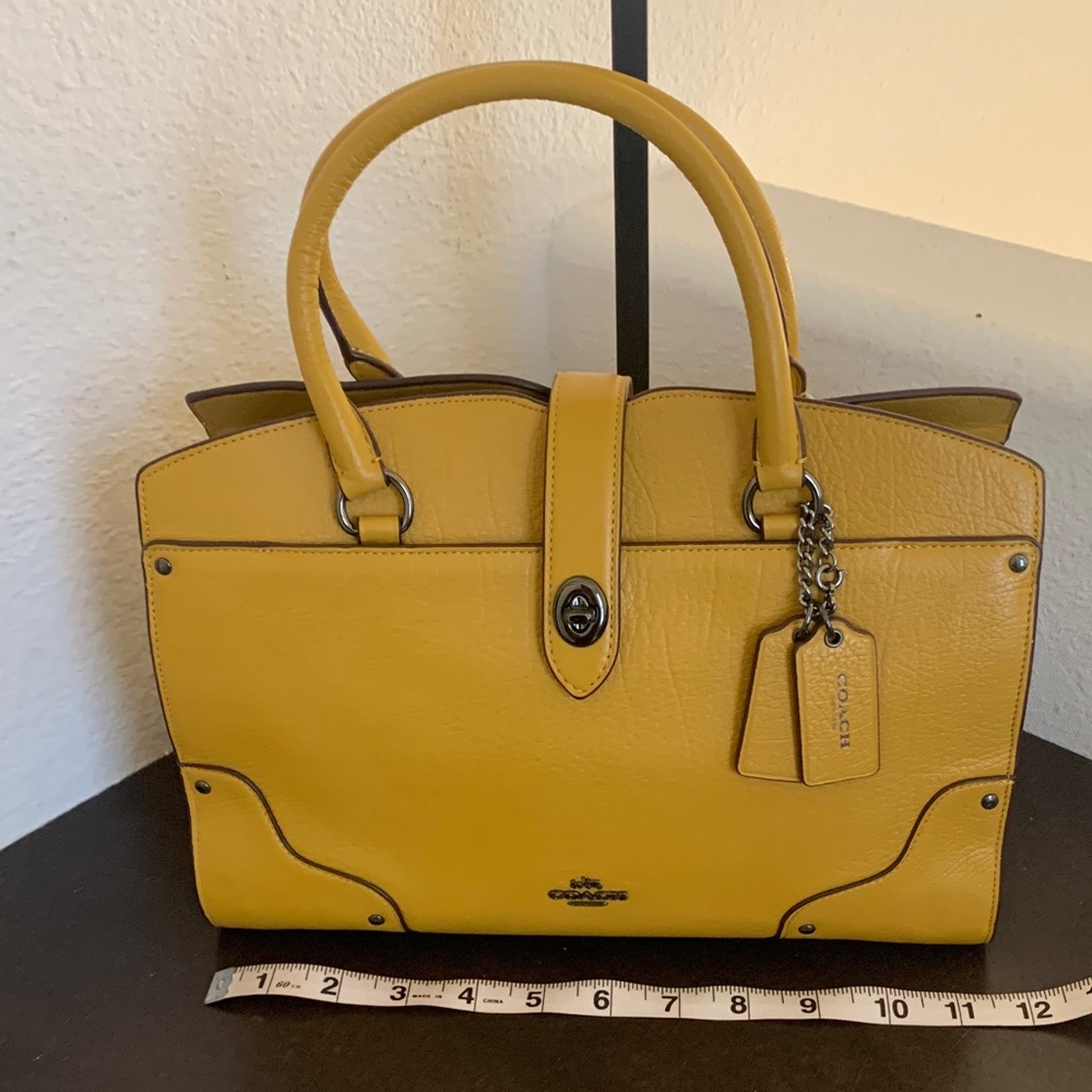 NWT Coach Leather Mercer 30 Mustard Leather Satchel. - Picture 9 of 12